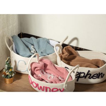 Custom Dog Toy Basket, Personalised Toy Basket, Gifts for Dog Lovers, Cotton Rope Basket, Toy Basket With Name