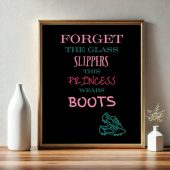 Forget the Glass Slippers This Princess Wears Boots Poster | Digital Download | Girl Power Art Print | Female Soccer/Rugby/Football/AFL Gift