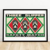 Three Slippers - Matchbox Print - Aesthetic Wall Art - Vintage Swedish Art - Matchbox Wall Poster - Vintage Poster Print
