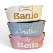 Custom Dog Toy Basket for Cat Toys Personalized Pet Basket for Leashes and Toys Holder for Cats and Dogs Lovers Gift Large