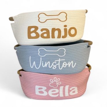 Custom Dog Toy Basket for Cat Toys Personalized Pet Basket for Leashes and Toys Holder for Cats and Dogs Lovers Gift Large