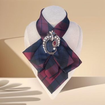 Elegant  Necktie Necklace  for Women -  Handmade Bow Tie Accessory with Brooch Pin - Skinny scarf - Perfect gift for Friend - Bow collar