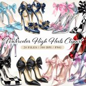 Watercolor High Heels Clipart Bundle, fashion clipart, shoes illustration, High Heels Clip Art, Womens Shoe, Wedding Bridal,Png clipart
