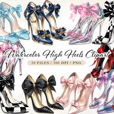 Watercolor High Heels Clipart Bundle, fashion clipart, shoes illustration, High Heels Clip Art, Womens Shoe, Wedding Bridal,Png clipart