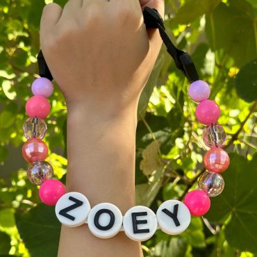 Custom dog collar with large beads. Your pups name on a custom made adjustable beaded necklace.