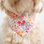Blooming Flowers Dog Bandana with Snaps | Spring Bandana for Dog | Custom Embroidered Bandana | Pink Floral Bandana for Dogs