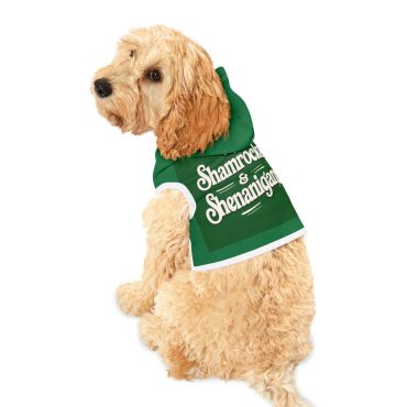 St. Patrick's Day Pet Hoodie - Shamrocks & Shenanigans, Dog Sweater, Holiday Apparel, Cute Pet Outfit, Green Dog Clothing