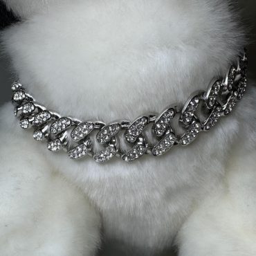 Cuban Link Dog Chain, Silver Custom Pet Chain, Dog Gift, Dog Collar Necklace, Cat Collar Necklace, Customized Jewelry, Gold, Rose Gold