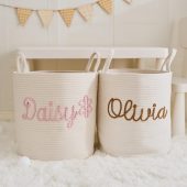 Custom Laundry Basket - Custom Name Basket for Kids/Pet, Toy Basket, Newborn Gift, Gifts for Baby Shower, Gifts for Girls Boys Family