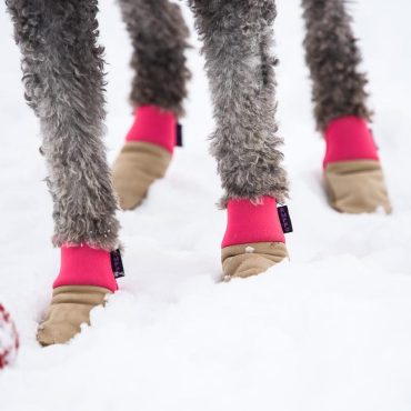 All Weather Leather Dog Booties - for snow and winter - Hot Pink