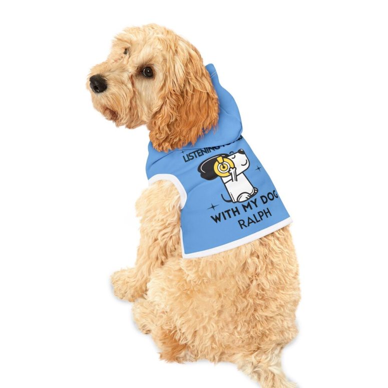 Adorable Pet Hoodie for Music Lovers, Cute Dog Apparel, Home Comfort Wear, Gifts for Dog Owners, Music Lover's Pet Clothing, Personalized
