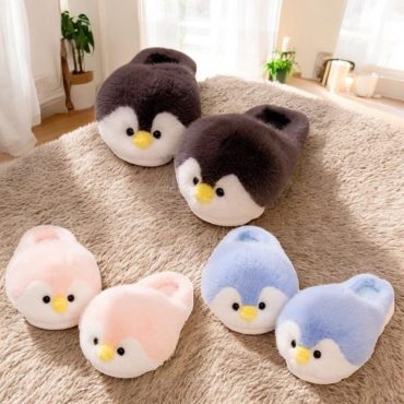 Cute Penguin Winter Fur Slippers | Cozy Soft PP Cotton Animal Slippers for Home | Adorable Gift for Animal Lovers