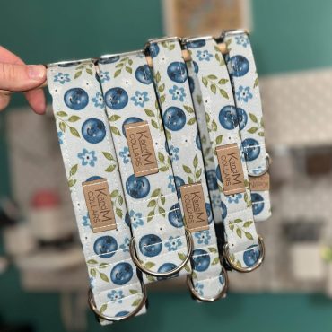 Blueberry Smiles Dog Collar, Martingale or Flat Collar, Fabric Dog Collar, KandMcollars, Unisex Collar, Food, Blue, Neutrals, Spring, Fruit
