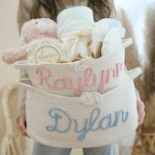 Custom Laundry Basket - Custom Name Basket for Kids/Pet, Toy Basket, Newborn Gift, Gifts for Baby Shower, Gifts for Girls Boys Family