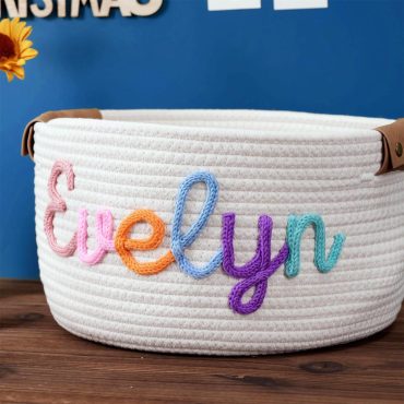 Custom Baby Shower Gift Basket, Personalized Baby Name Basket, Pet Toy Basket, Baby Christening Gift, Nursery Decor, Newborn Gift Basket