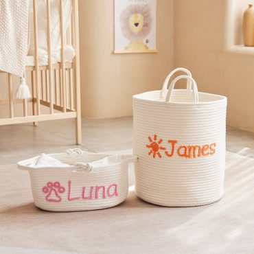 Custom Laundry Basket - Custom Name Basket for Kids/Pet, Toy Basket, Newborn Gift, Gifts for Baby Shower, Gifts for Girls Boys Family