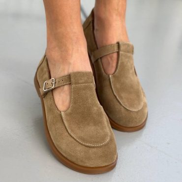 Suede T-Strap Mary Jane Shoes, Women's Barefoot Flats, Wide Toe Box Shoes, Soft Sole Shoes, Comfortable Anatomical Footwear, Gift for Her