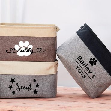 Custom Dog Storage Basket Personalized Dog Toy Basket Dog Toy Box  Pet Toy Organizer Cat Toy Storage Pet Toy Storage Bin Foldable Basket.
