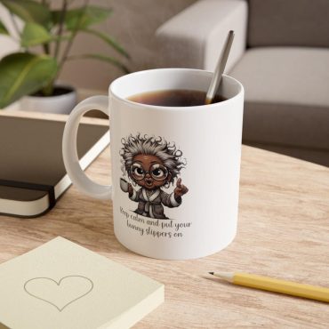 Funny Bunny Slippers Ceramic Mug, 11oz Coffee Cup, Perfect Gift for Animal Lovers, Home Office Decor, Unique Birthday Present