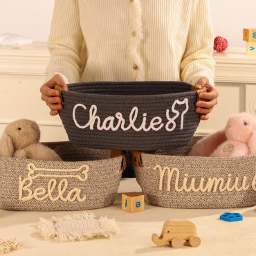 Custom Dog Toy Baseket, Personalized Pet Basket, Custom Toy Storage, Name Cotton Rope Basket, Crochet Basket, Dog lover gift, Easter Basket