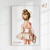 Ballet Dancer Bedroom Decor, Mocha Mousse Color Ballerina Tutu Dress Slippers Wall Art, Ballerina  Nursery Print, Ballet Classroom Poster