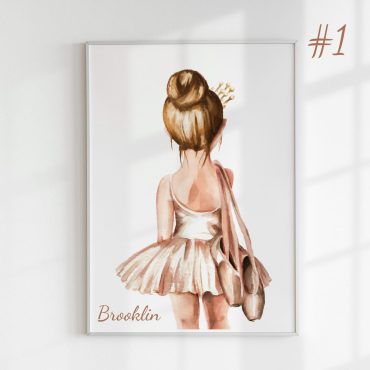 Ballet Dancer Bedroom Decor, Mocha Mousse Color Ballerina Tutu Dress Slippers Wall Art, Ballerina  Nursery Print, Ballet Classroom Poster