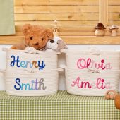 Custom Baby Shower Name Basket,Personalized Baby Name Cotton Basket Gift, Toys Storage Basket,Nursery Gift,Custom Baby Gifts,Pet Basket