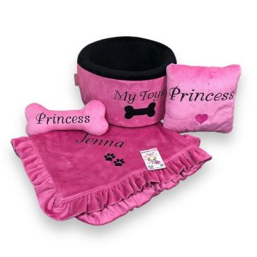 Bright pink and black toy basket Customized toy storage for dog Cat toys basket Personalized dog present Dog lover gift Small dog present