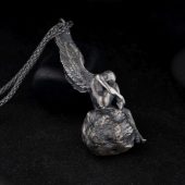 Angel & Rock Men Necklace, Handmade 925K Silver Pendant, Angel Women Necklace, Gift For Him, Christmas Gift, Father's Day Gifts