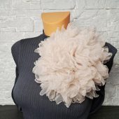 Large light gray organza brooch Handmade elegant gift Accessory for women Party flower pin Special Occasions Festive outfits Big flower