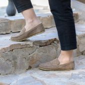 Barefoot Shoes Women, Earthing Shoe Copper, Grounding Shoe Woman, Handmade Barefoot, Minimalist Handmade, Taupe Leather Loafer