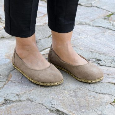 Moccasins Women Earth Shoe, Barefoot Shoes Women, Earth Women Shoes, Taupe Nubuck, Grounding Shoes Women Earthing