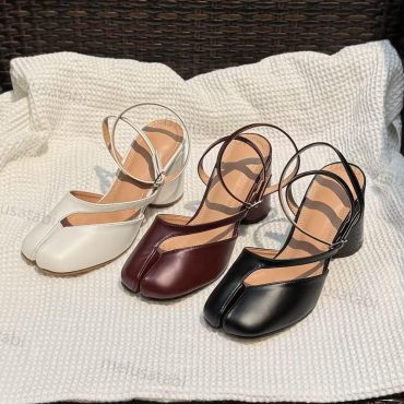 Melusatabi  PU 8CM Tabi Ankle Strap Sandals,Tabi Mary-Janes, Women Tabi Ballet Shoes, Women's Tabi Sandal Beige Tabi Flats