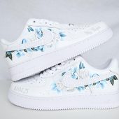 Custom AF1 Wedding Sneakers For Bride • Pearl And Handpainted Flowers  • Unique Mom Of The Bride Shoes • Personalized Birthday Gift • NK_29