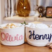 Custom Baby Shower Name Basket,Personalized Baby Name Cotton Basket Gift, Toys Storage Basket,Nursery Gift,Custom Baby Gifts,Pet Basket