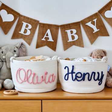 Custom Baby Shower Name Basket,Personalized Baby Name Cotton Basket Gift, Toys Storage Basket,Nursery Gift,Custom Baby Gifts,Pet Basket