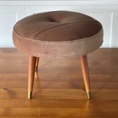 Ottoman, Pouf, Small Seat, Foot Stool "Louise Style" Upholstered Seat w/Tapered Wood Legs MCM Living Room Bedroom Home Furniture Decor Gift