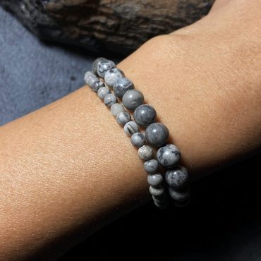 Natural Map Stone Round Beads 4mm 6mm,Custom Handmade Bracelet with Unique Patterns,Gift for Women Men