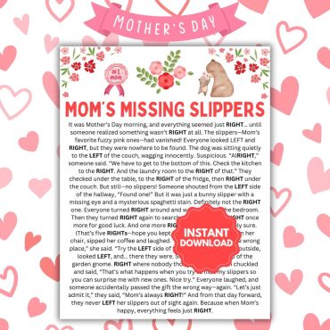 Mom's Missing Slippers | Mother's Day Left-Right Game | Fun Mother's Day Games | Left-Right Mother's Day Printable | Mother's Day Games